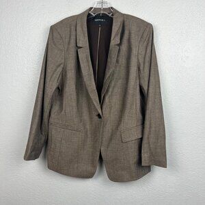 Lafayette 148 New York Women's Brown Wool Blend One Button Blazer Size 14